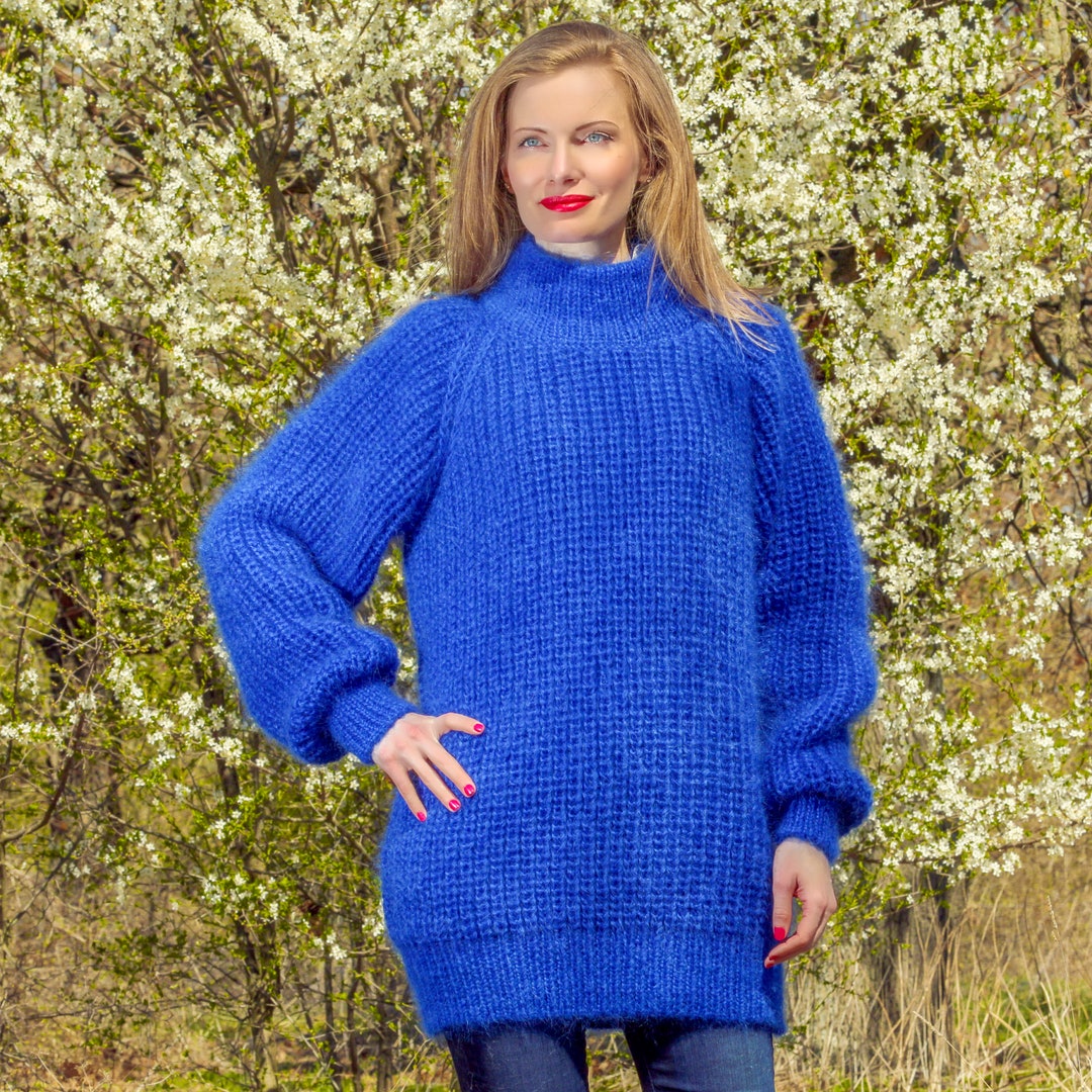 Suéter de mohair acanalado hecho a mano jersey de mohair difuso