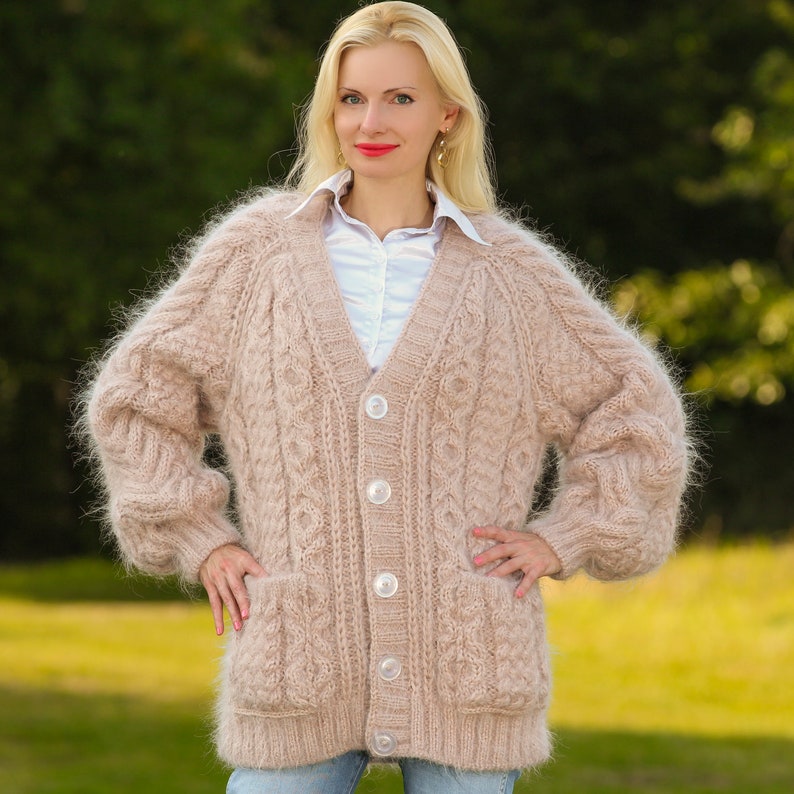 Mohair V-Neck Cardigan with Button Down Front
