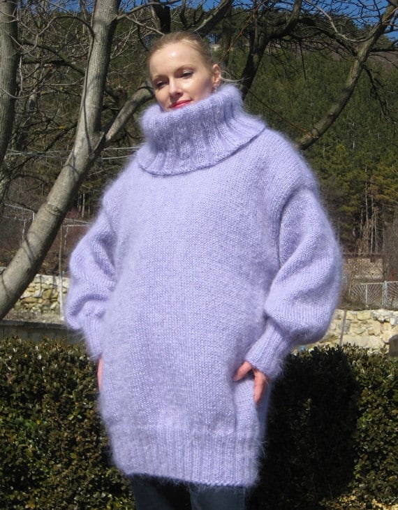 Lavender Color Hand gestrickt Mohair Purple Sweater Etsy