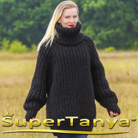 CTHY Super160’s WOOL TURTLENECK KNIT Chunky Ribbed Wool Sweater – Thick Hand Knitted Turtleneck Unisex