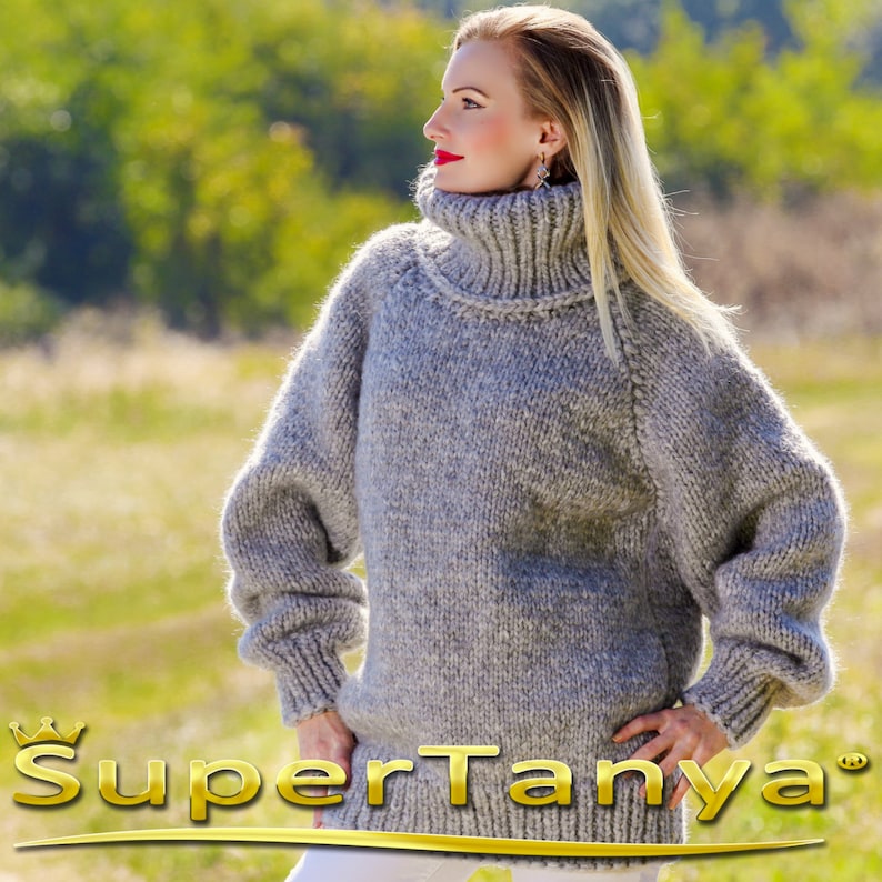 Handmade mohair sweater in light gray by SuperTanya