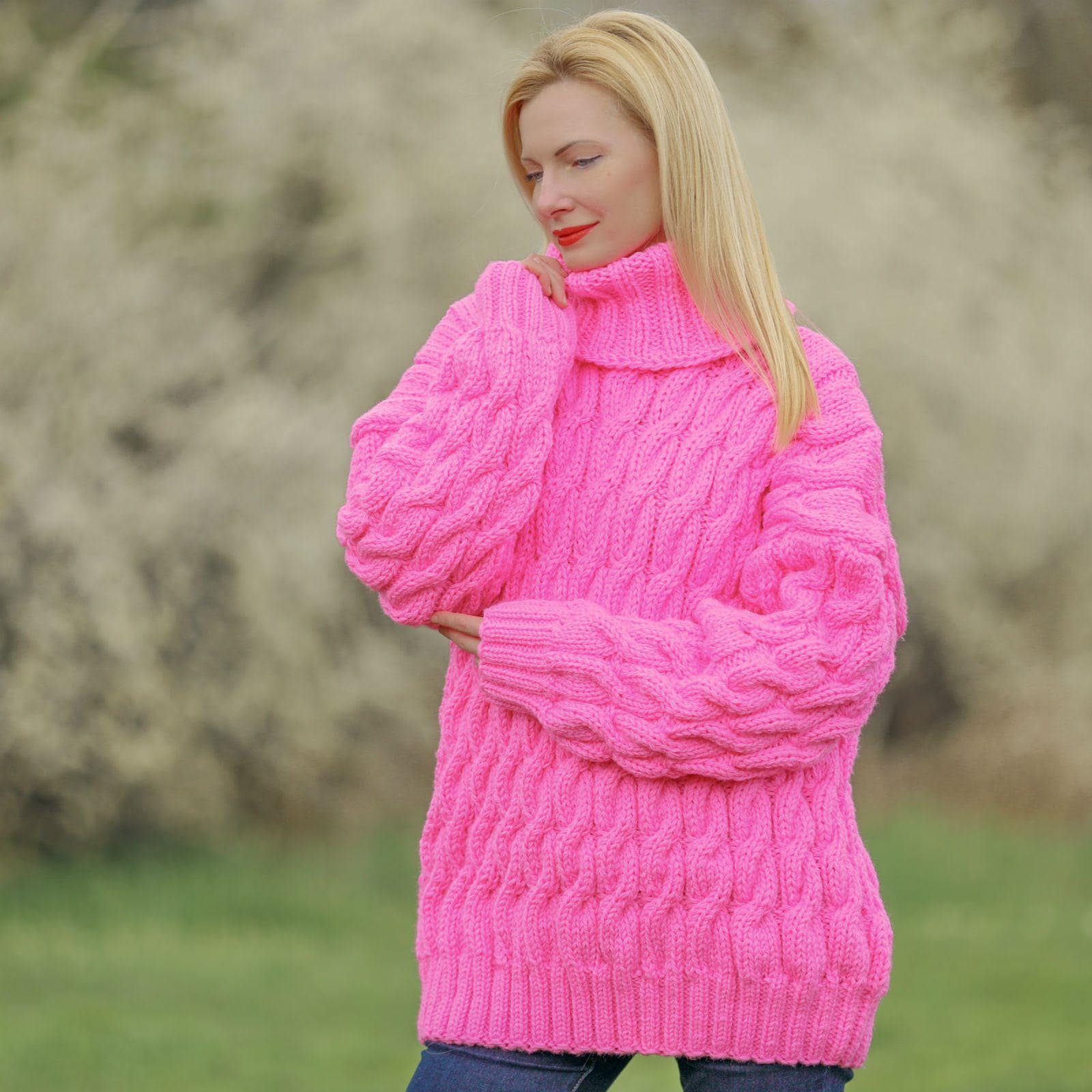 Rollkragenpullover Neon Rosa Pullover Pullover Neon Pink Schweiz