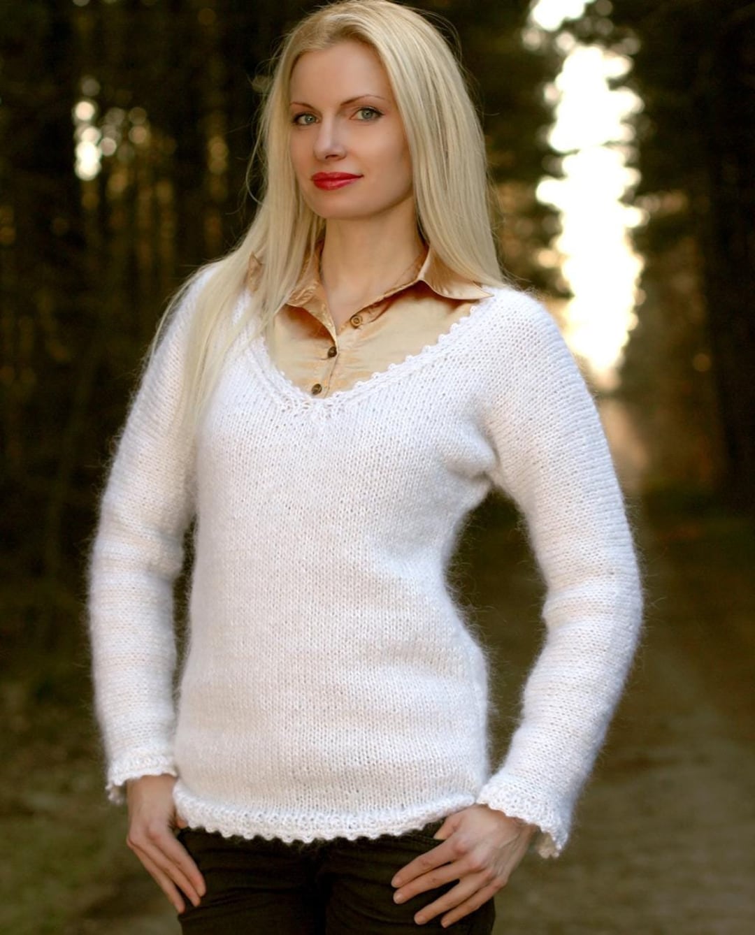 White Mohair Longsleeve Sweater main image 0