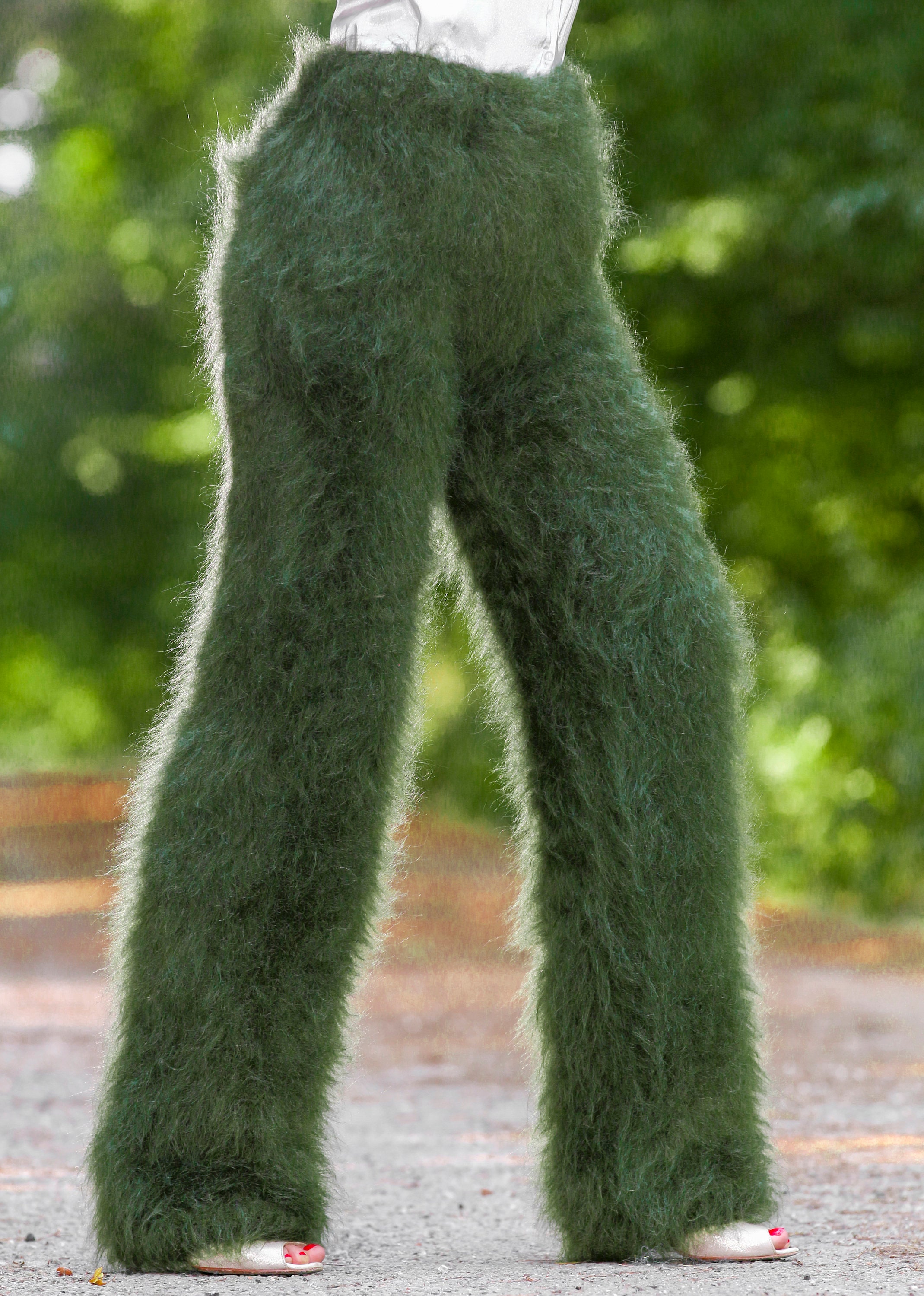 Pantaloni Morbidi In Mohair Avorio Scalda Gambe Fatti A Mano SuperTanya Taglia Unica