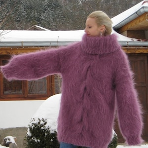 Unique Purple Hand Knitted Mohair Sweater - Etsy