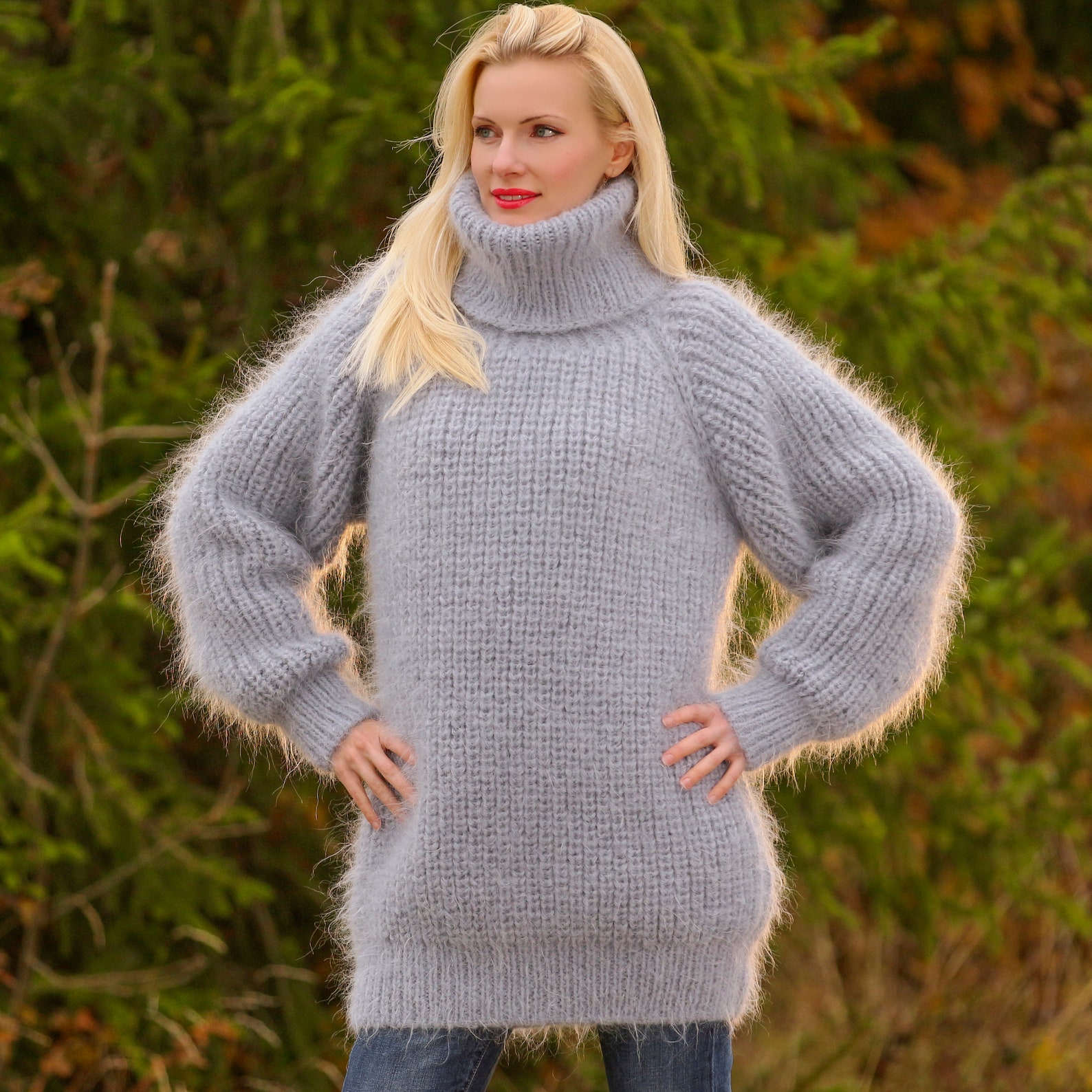 Ribbed Mohair Sweater Hand Knitted Fuzzy Mohair Pullover by - Etsy