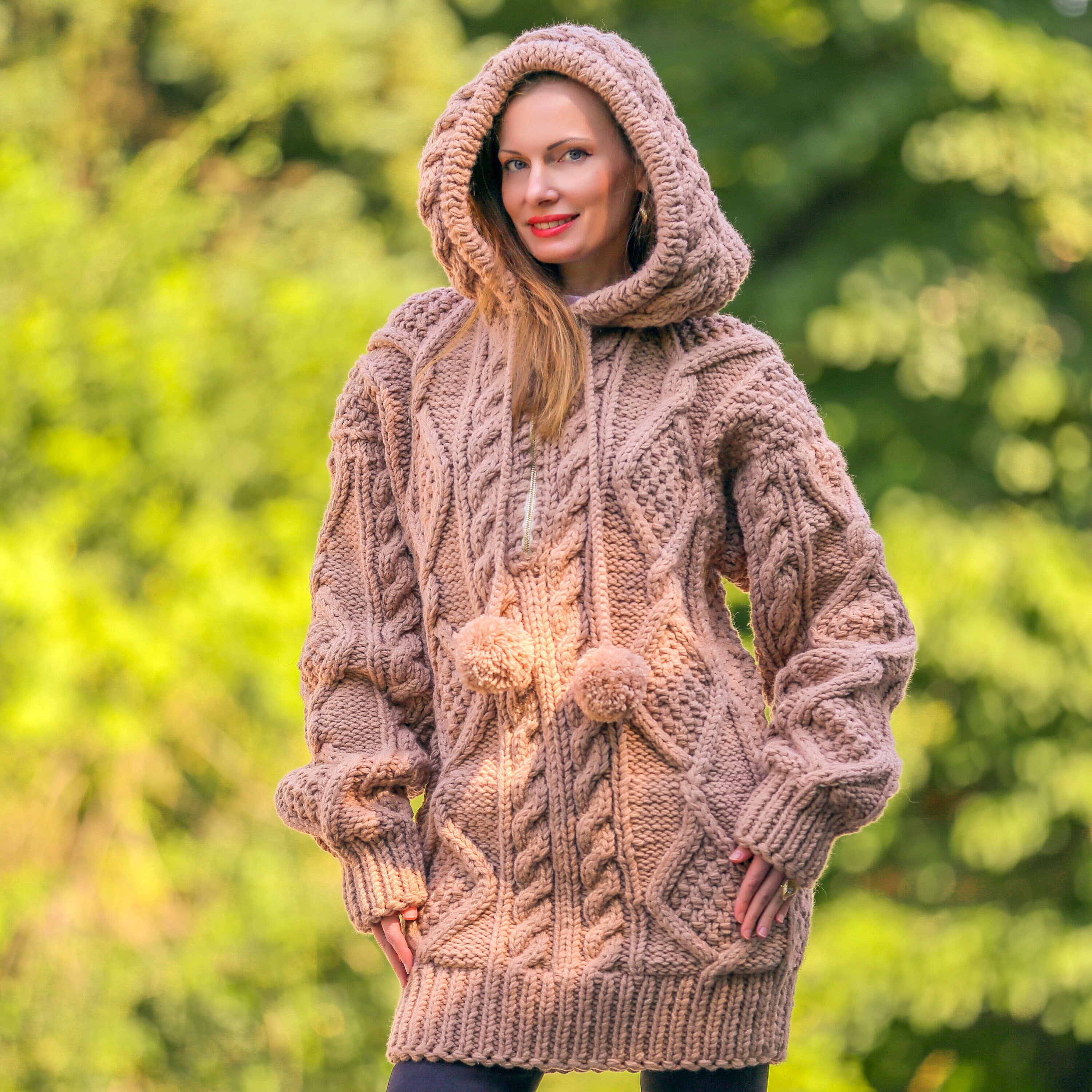 Beige Hoodie Sweater Designer Thick 