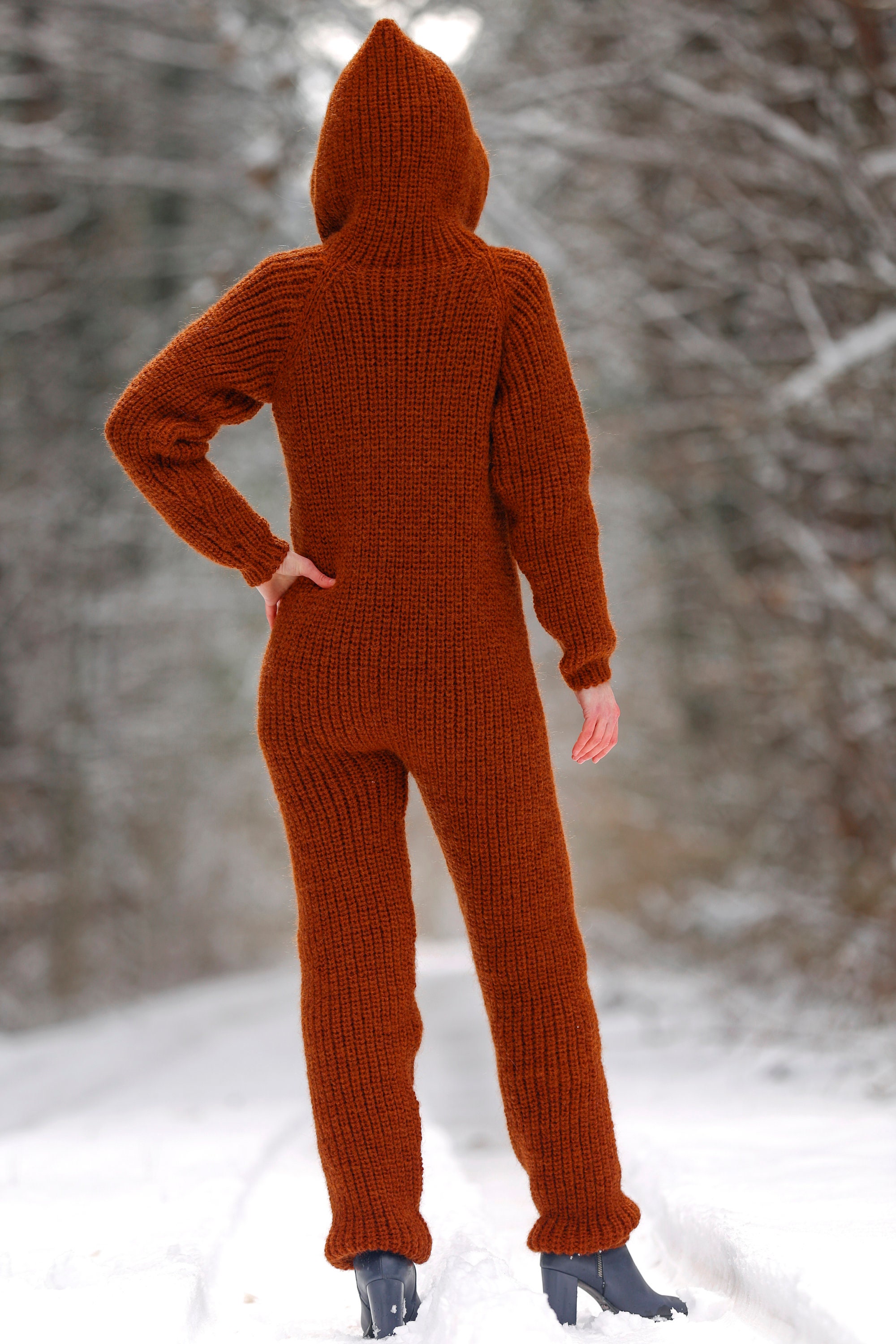 Soft Wool Pajama Bodysuit Catsuit With Zipper and Hood by - Etsy