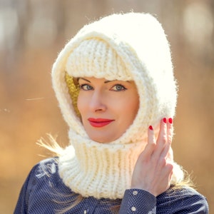 SuperTanya ivory thick hat handmade wool balaclava READY TO SHIP