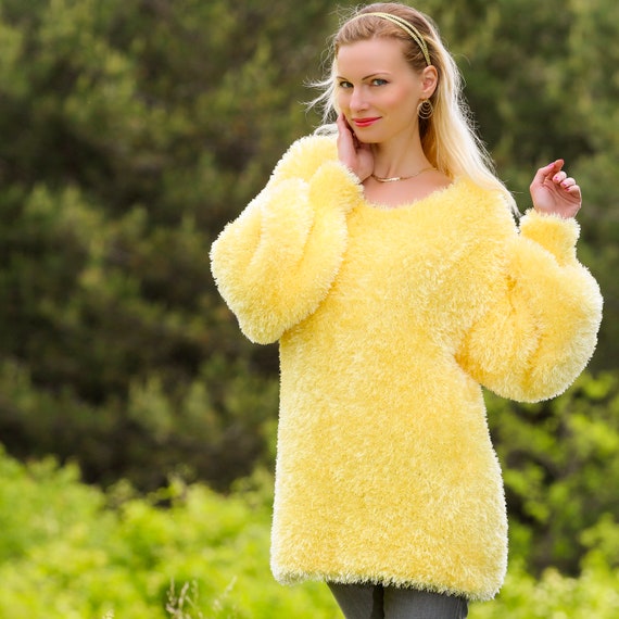 Fuzzy Soft Sweater Fluffy Elegant Pullover Eyelash Yarn Sweater Hand  Knitted Decofur Pullover by Supertanya -  Canada