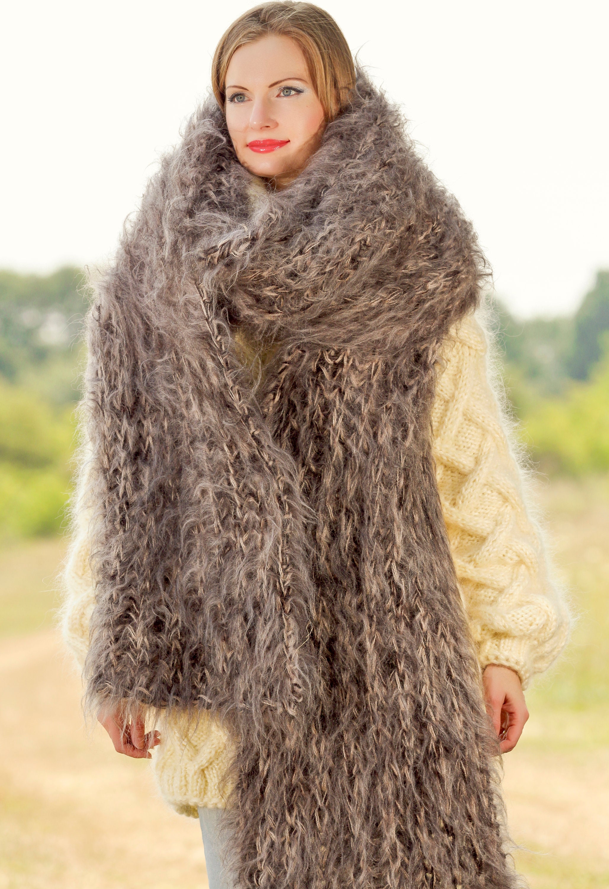 Extra Long Fuzzy Mohair Shawl Supertanya - Etsy UK
