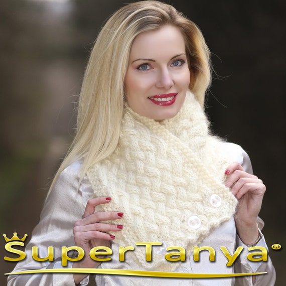 Cable Knit Mohair Scarf Fuzzy Hand Knitted Neck Warmer Ivory Shawl by  SUPERTANYA -  Canada