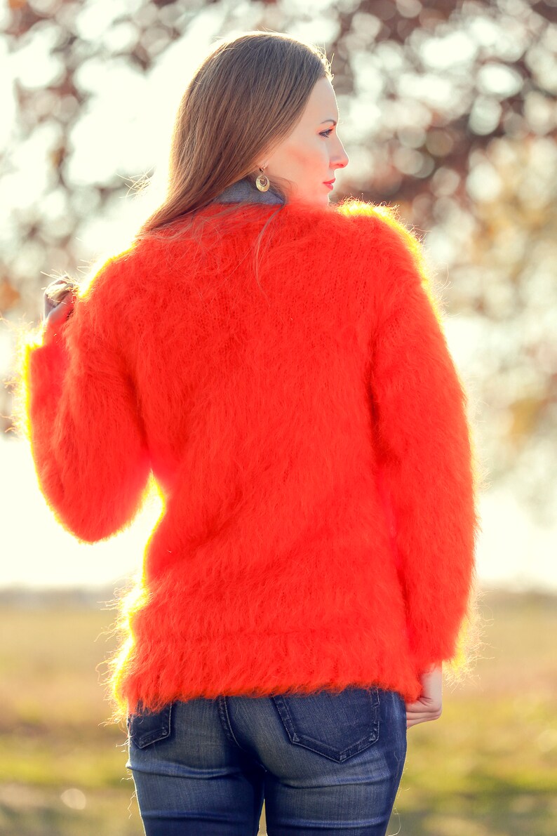 Elegant fuzzy mohair sweater hand knitted stylish jumper fluffy top by SuperTanya image 9