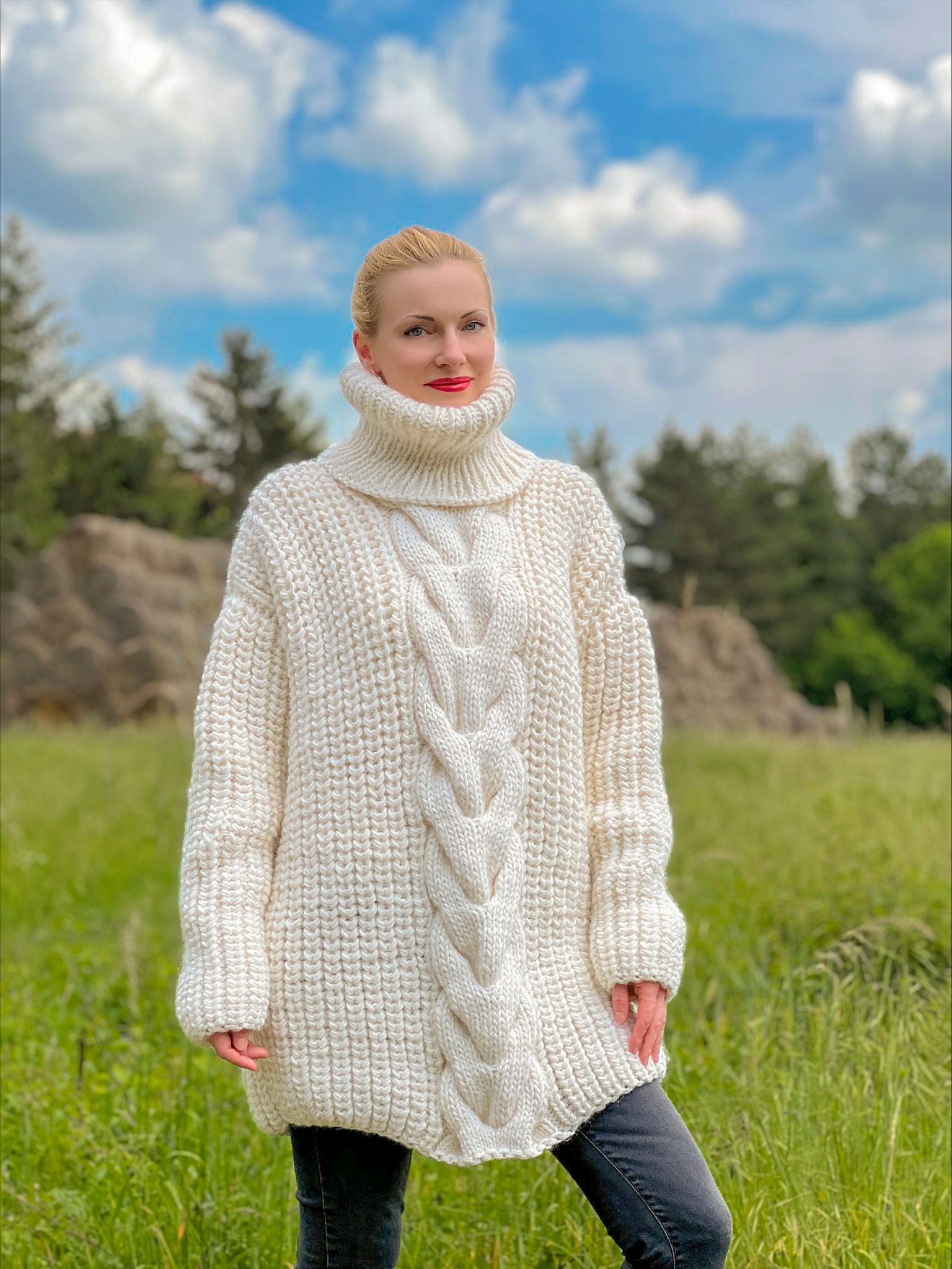 White wool sweater sale