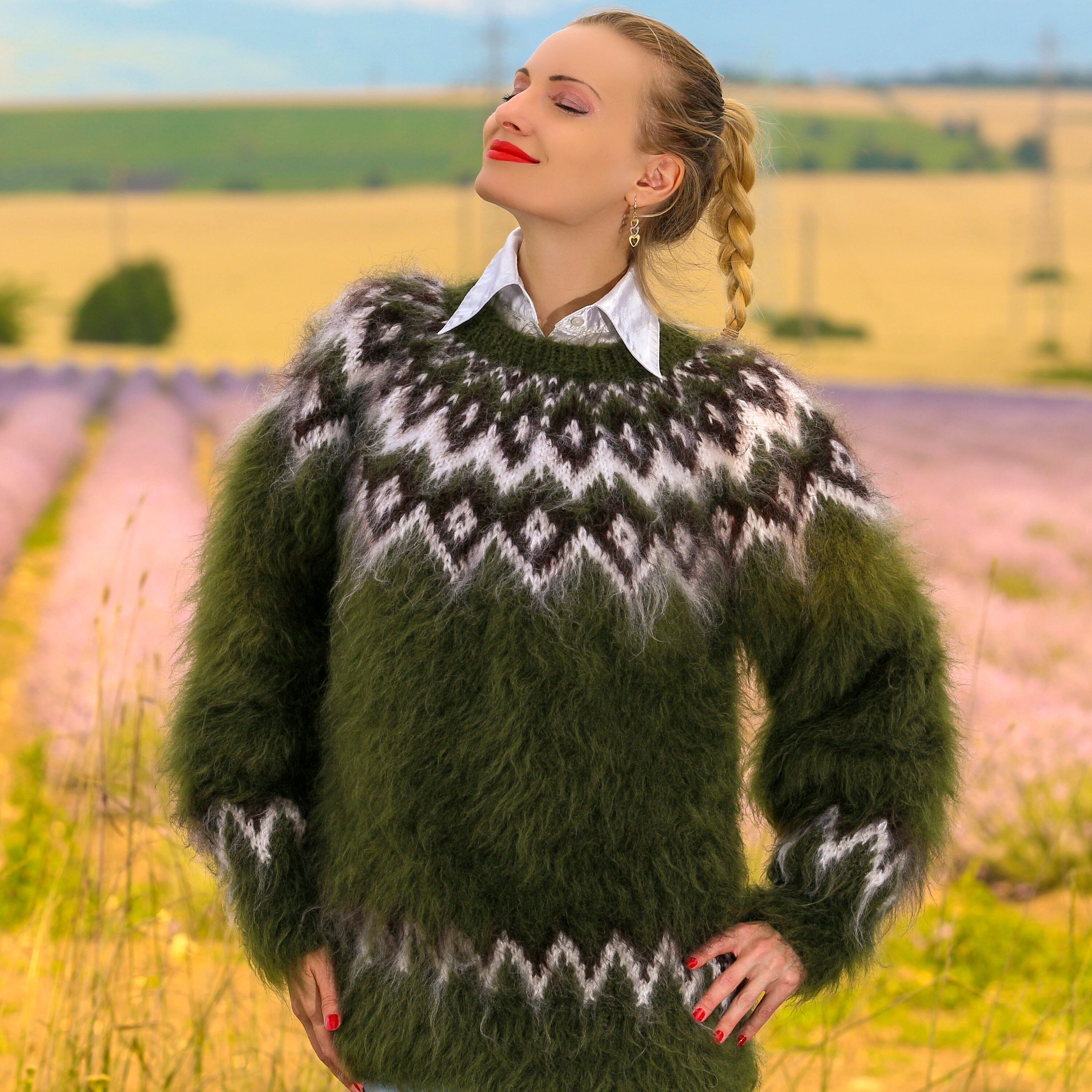 Icelandic Hand Knit Mohair Sweater Fuzzy Sweater Nordic Hand