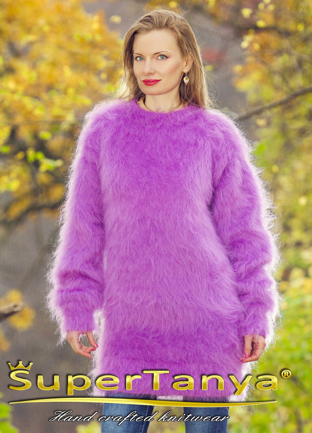 Fuzzy Purple Long Mohair Light Sweater Dress by SUPERTANYA - Etsy