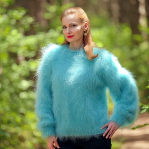 Crewneck mohair sweater fuzzy jumper hand knitted fluffy pullover SuperTanya Made to Order