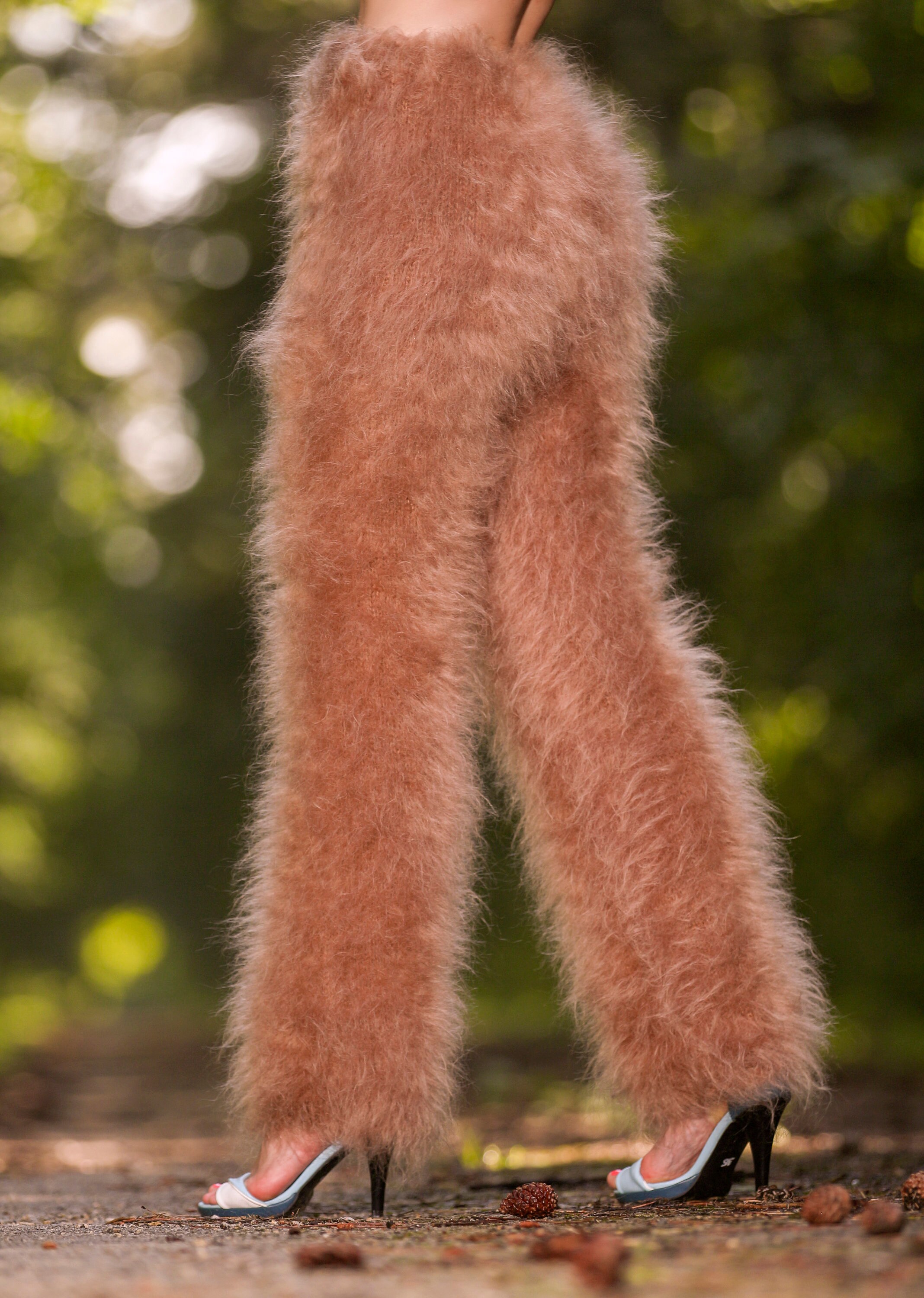 Brown Mohair Pants Hand Knitted Fuzzy Trousers Handmade by - Etsy