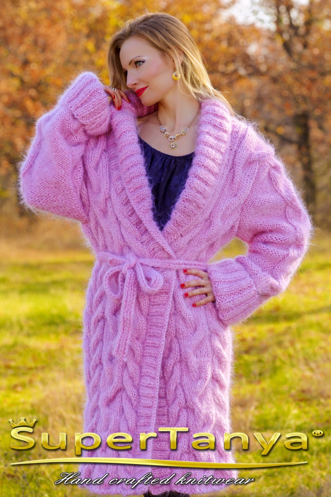 Long Cable Knit Mohair Cardigan Coat Fuzzy Wrap Sweater by Etsy