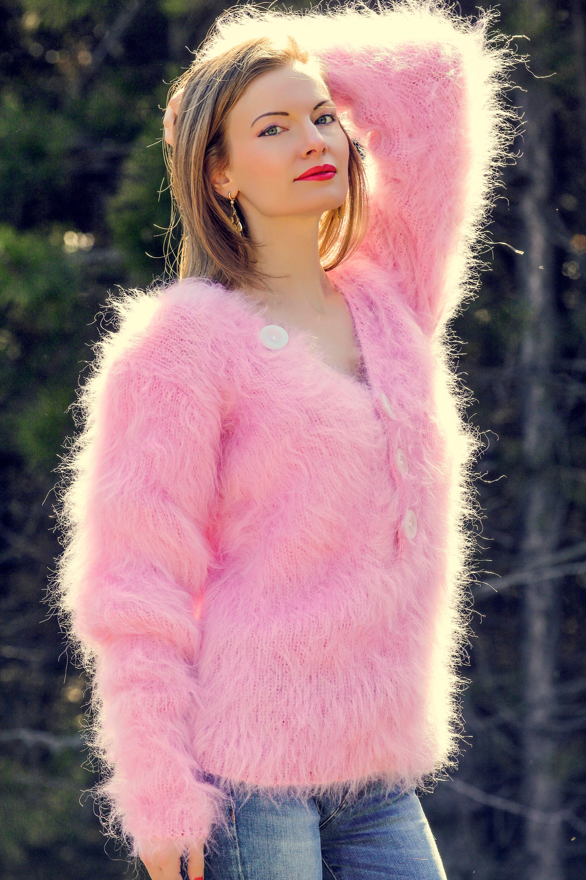 Supertanya Pink Fuzzy Mohair Sweater Sexy Fuzzy Mohair photo
