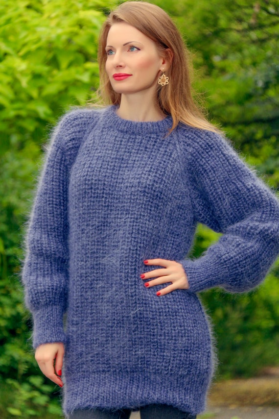 Ribbed Mohair Sweater Hand Knitted Fuzzy Mohair Pullover by   Etsy