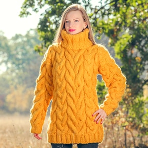 Gelber dicker Wollpullover von SuperTanya – Größe M (Medium) – versandfertig *** 3 KG ***