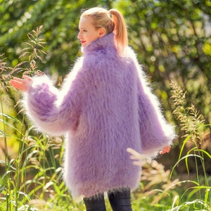 Supertanya Purple Fuzzy Mohair Sweater Handmade Pullover XXL - Etsy