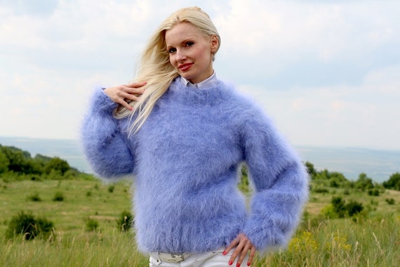Mohair Sweater Wool Pullover Jumper Crewneck Hand Knitted - Etsy