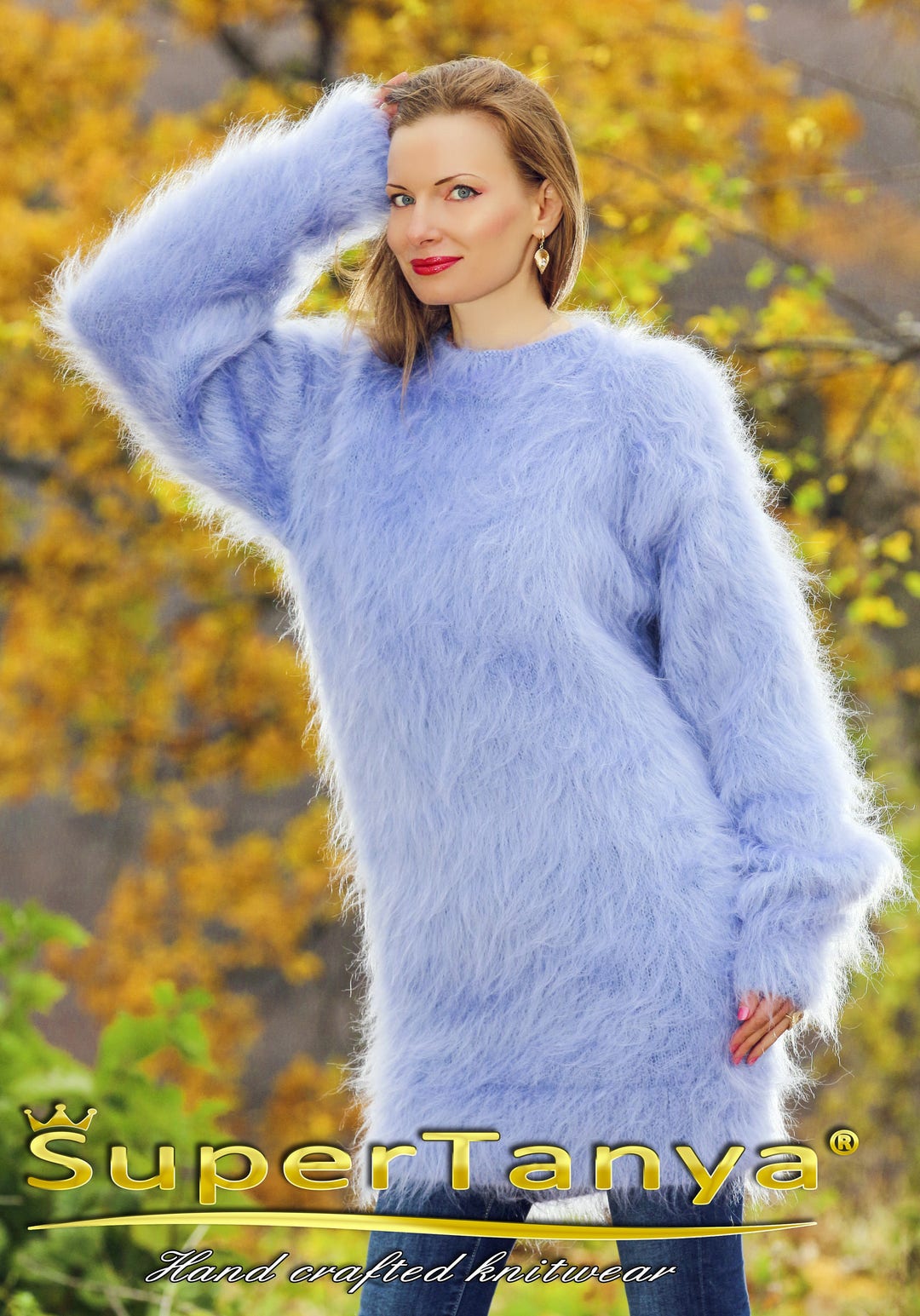 Fuzzy Blue Long Mohair Light Sweater Dress by SUPERTANYA - Etsy