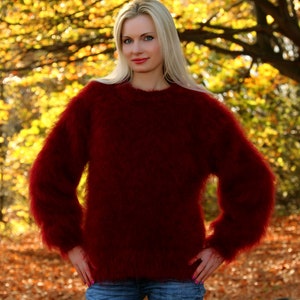 Elegant fuzzy mohair sweater hand knitted stylish jumper fluffy top by SuperTanya image 2