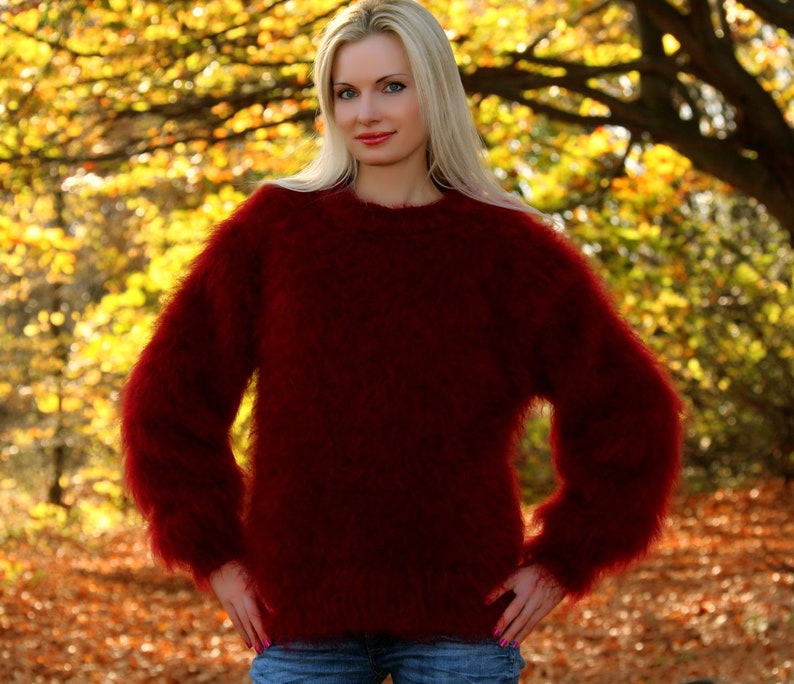 Elegant fuzzy mohair sweater hand knitted stylish jumper fluffy top by SuperTanya image 2