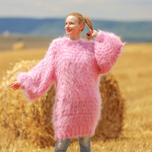 SuperTanya fuzzy pink mohair dress slouchy oversized sweater size XL XXL *** Ready to Ship ***