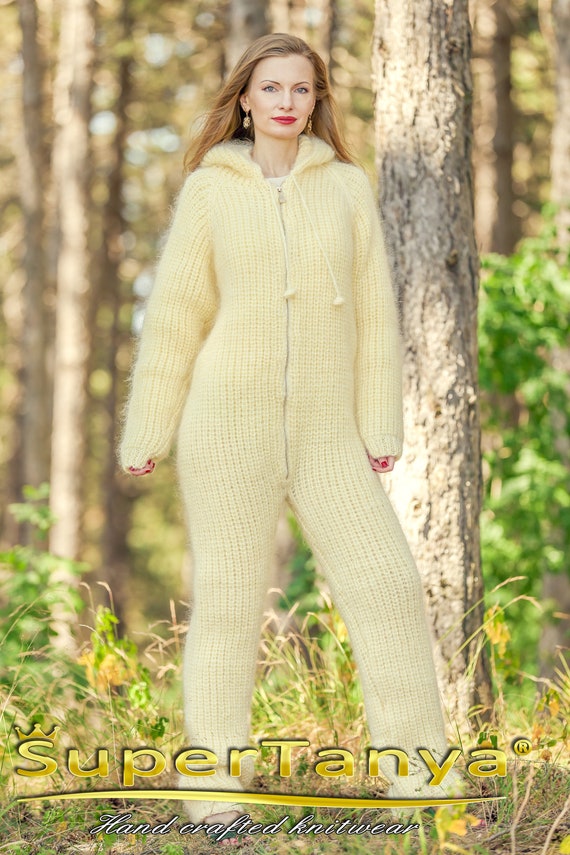 Mohair Pijama Bodysuit Catsuit With Zipper and Hood by Supertanya
