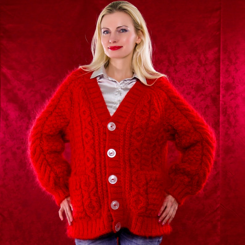 Cardigan Mohair Léger Col V – Taille Unique, Blanc – Tendance Printemps/été – Maille Ajourée