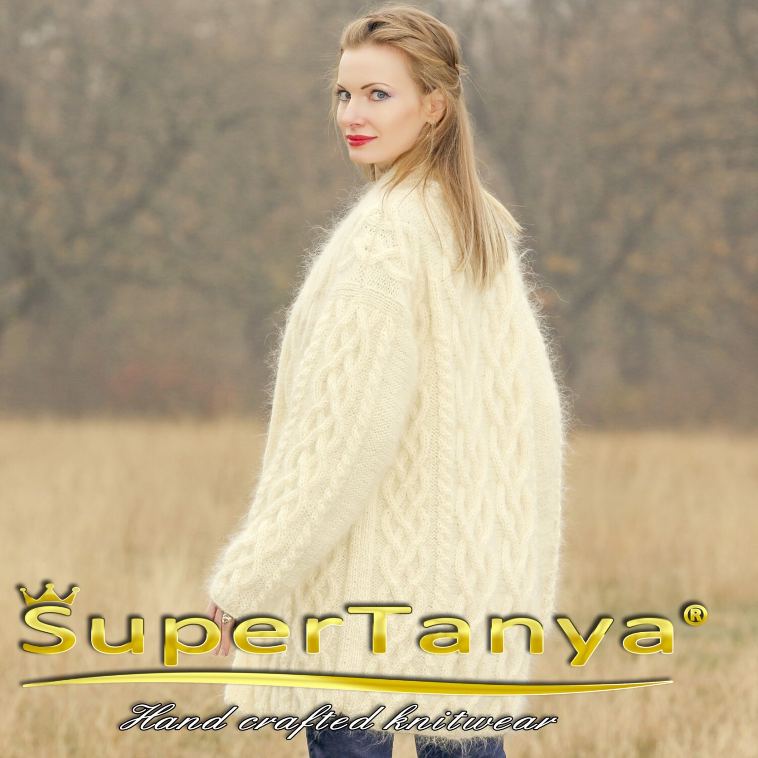 Exclusive Cable Ivory Sweater Cardigan Fuzzy Luxurious Mohair - Etsy Denmark