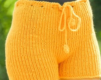 Pantalones cortos de lana amarillos de SuperTanya - listos para enviar, talla única S-M