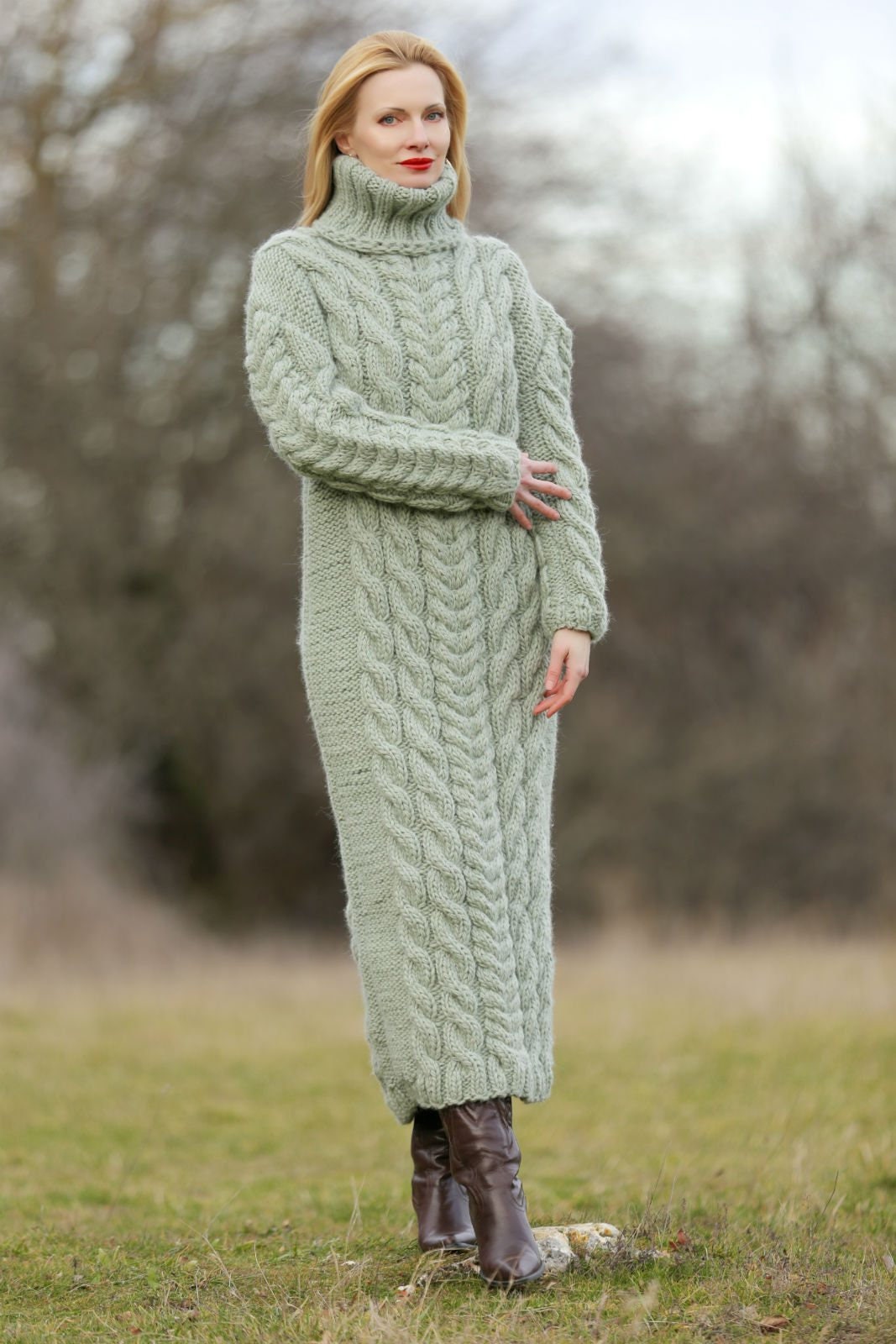 Bodycon Black Jumpsuit Extra Long Long Sleeve Jumper Pink Sweater Dress,  Wool Maxi Knit Dress, Turtleneck