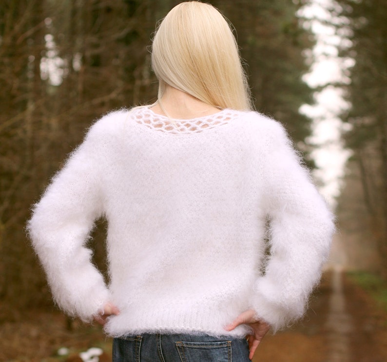 Fuzzy Mohair Sweater in White by Supertanya | Etsy