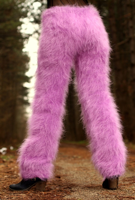 Fluffy Mohair Pants Fuzzy Trousers Hand Knitted Leg Warmers by