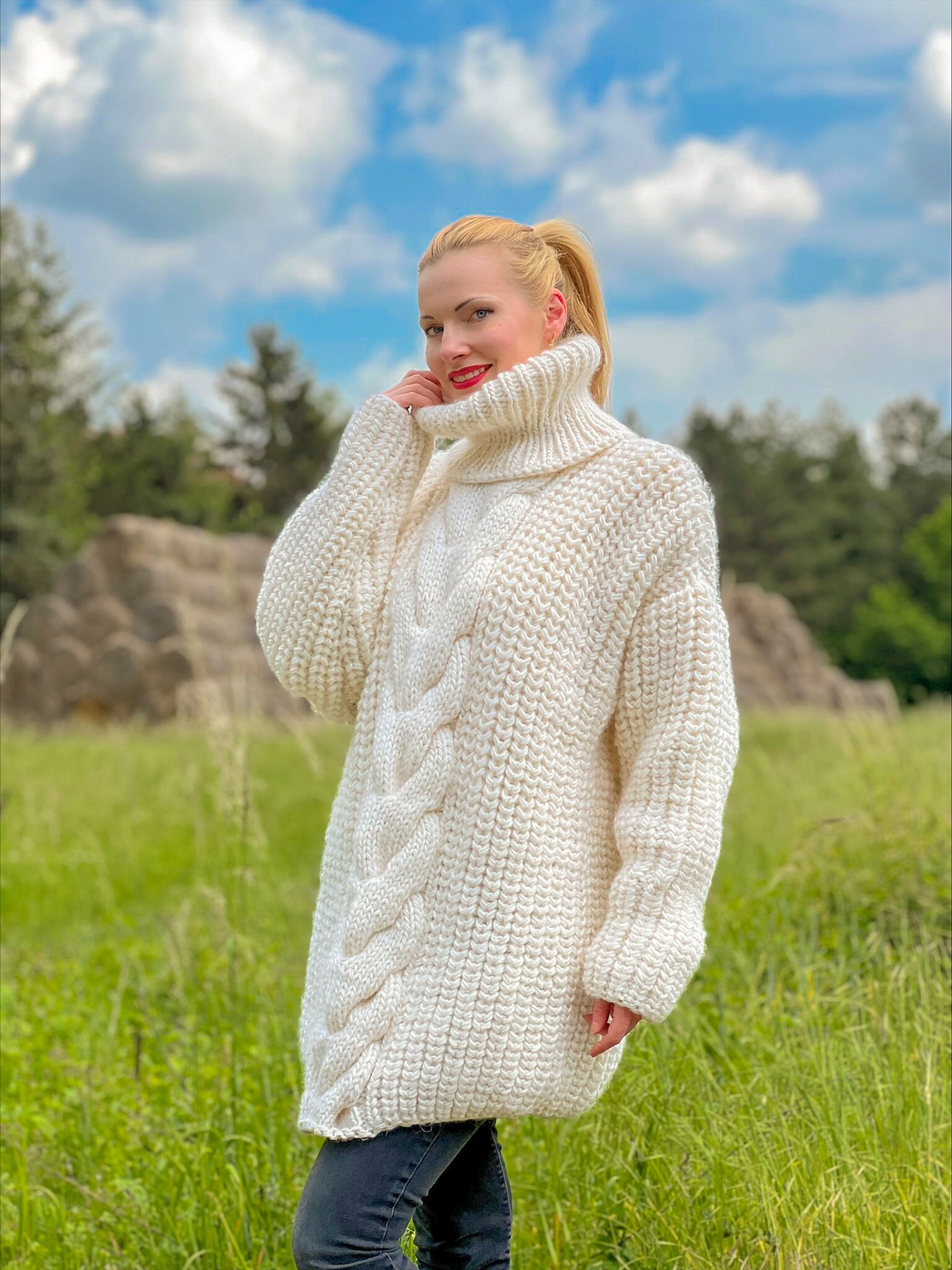White wool best sale sweater