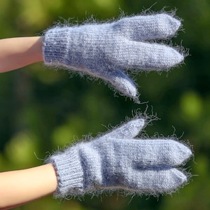 Gray gloves for Alien costume fluffy mohair hand warmers by SuperTanya READY TO SHIP, one size