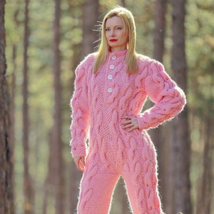 Buy Woolen Bodysuit With a Hood , Hand Knitted Romper With Cables  