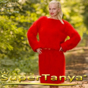Fuzzy handmade set in bright red by SuperTanya