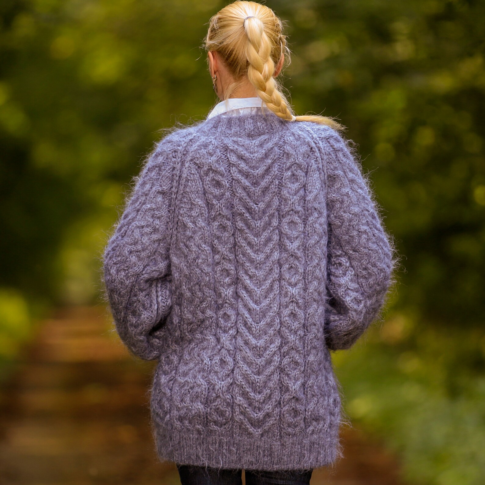 V-Neck Loose Mohair Sweater Cardigan