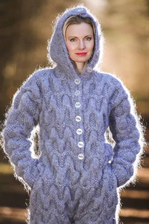 Hand Knit Chunky Mohair Catsuit by Supertanya - MADE TO ORDER