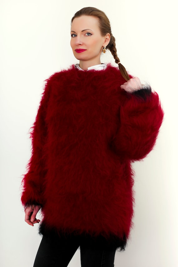 Suéter de mohair difuso de cuello redondo personalizado pullover