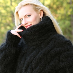 Cable knit sweater hand knitted thick designer pullover chunky warm jumper by SuperTanya