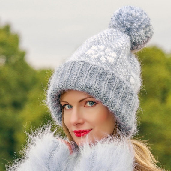 Fille Ski Chaud Grande Fourrure Pom Poms Tricot Chaud Chapeau