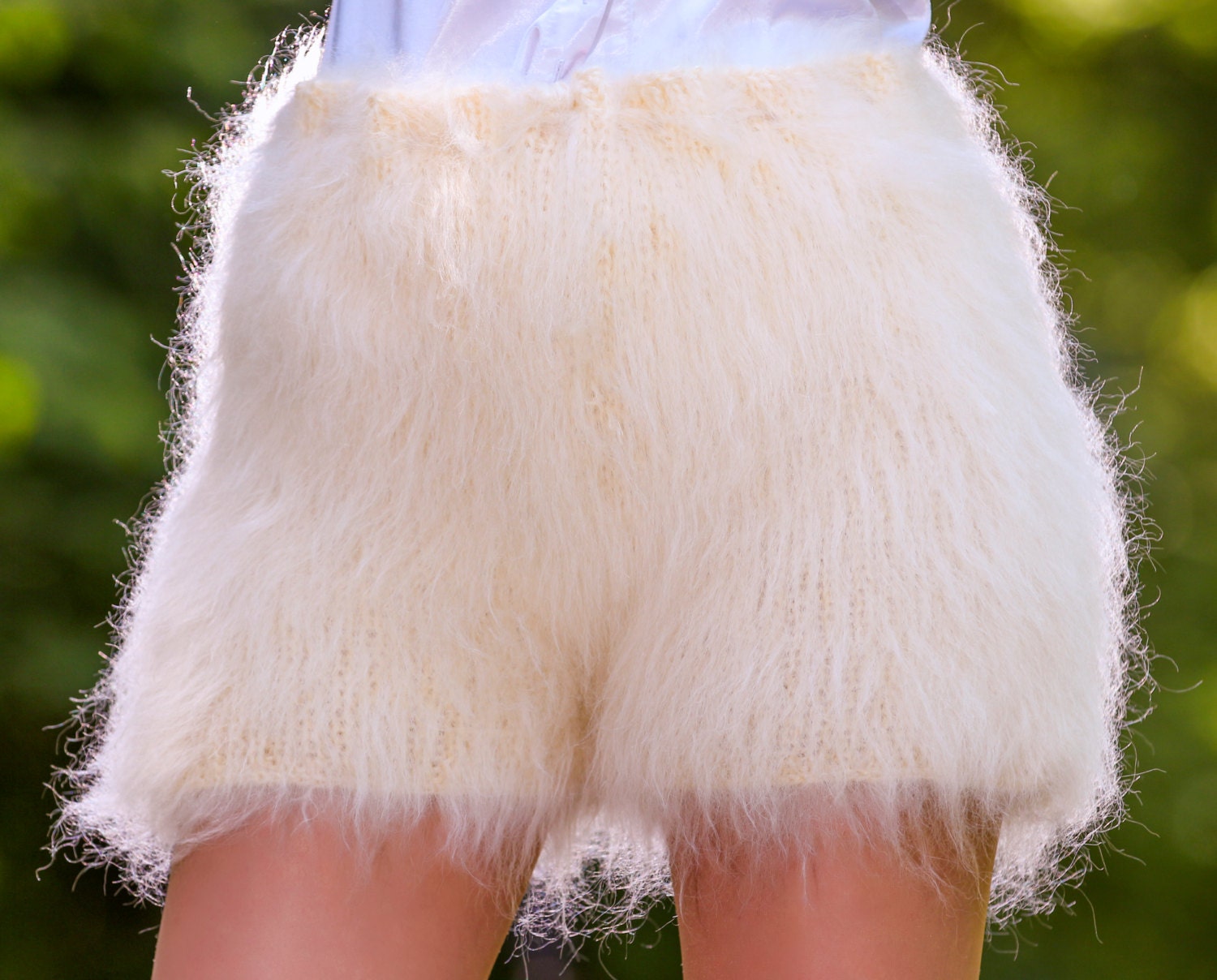 White fur best sale shorts
