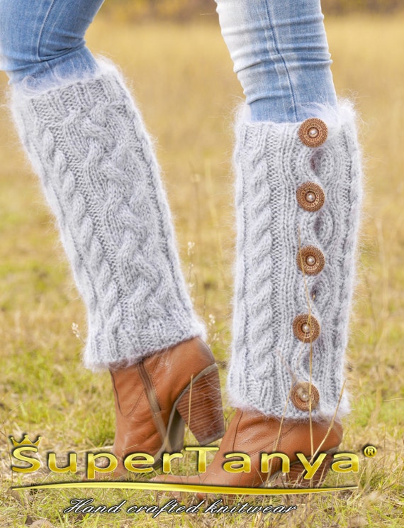 Cable Knit Leg Warmers Gaiters Spats in Gray by Supertanya -  Canada